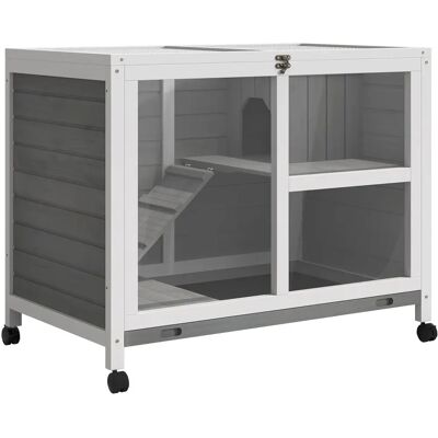 Cage à Lapin PawHut - Enclos en Bois à 2 Niveaux avec Toit Verrouillable - Publicité Cage à Lapin PawHut - Enclos en Bois à 2 Niveaux avec Toit Verrouillable - Publicité