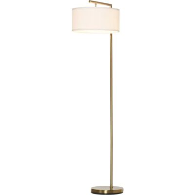 Lámpara de pie HOMCOM - Diseño neo-rétro elegante - Base redonda estable - Pantalla de lino blanca - Acabado dorado - 153 cm de altura Lámpara de pie HOMCOM - Diseño neo-rétro elegante - Base redonda estable - Pantalla de lino blanca - Acabado dorado - 153 cm de altura
