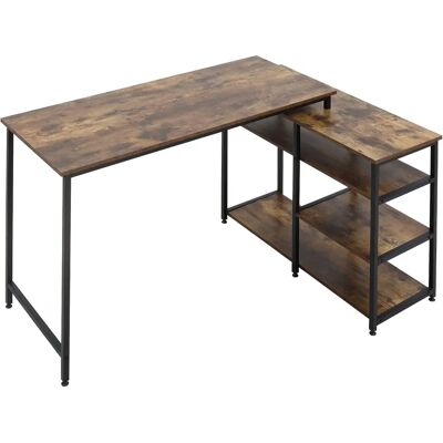 Bureau d'ordinateur en L style industriel HOMCOM en vieux bois et noir - Publicité Bureau d'ordinateur en L style industriel HOMCOM en vieux bois et noir - Publicité