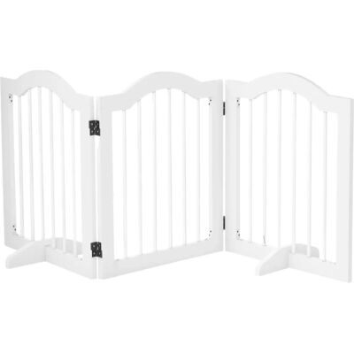 Barrière modulable blanche PawHut - 154,5 cm - Barrière de sécurité pour animaux Barrière modulable blanche PawHut - 154,5 cm - Barrière de sécurité pour animaux