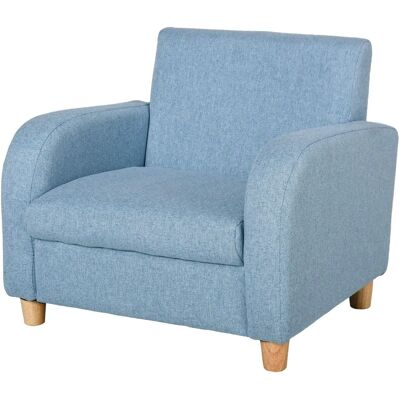 Fauteuil enfant style scandinave HOMCOM - Confort profond - Lin bleu - Enfants 3-8 - Publicité Fauteuil enfant style scandinave HOMCOM - Confort profond - Lin bleu - Enfants 3-8 - Publicité
