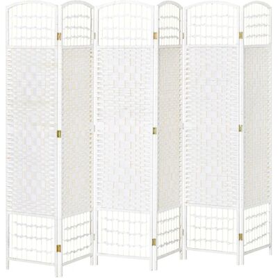 HOMCOM Paravent intérieur 6 panneaux pliables bois bambou blanc - Publicité HOMCOM Paravent intérieur 6 panneaux pliables bois bambou blanc - Publicité