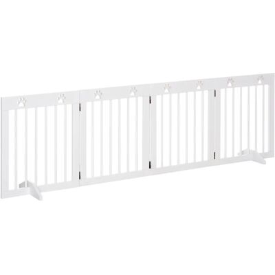 Barrière pour animaux PawHut - Blanc - Barrière pliable 4 panneaux - 204cm Barrière pour animaux PawHut - Blanc - Barrière pliable 4 panneaux - 204cm