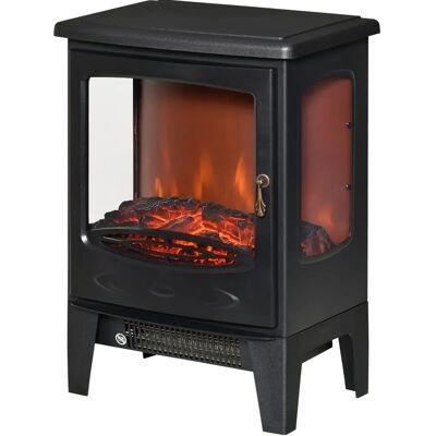HOMCOM Cheminée électrique style néo-rétro 900-2000W flammes LED réglables - Publicité HOMCOM Cheminée électrique style néo-rétro 900-2000W flammes LED réglables - Publicité