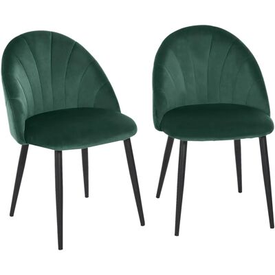HOMCOM Chaises de salle à manger en velours vert - Publicité HOMCOM Chaises de salle à manger en velours vert - Publicité