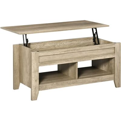 Table basse rectangulaire HOMCOM avec plateau relevable et 2 niches - Publicité Table basse rectangulaire HOMCOM avec plateau relevable et 2 niches - Publicité