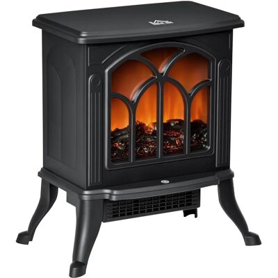 HOMCOM Estufa eléctrica de chimenea - Llamas realistas, termostato, seguridad - Negro HOMCOM Estufa eléctrica de chimenea - Llamas realistas, termostato, seguridad - Negro