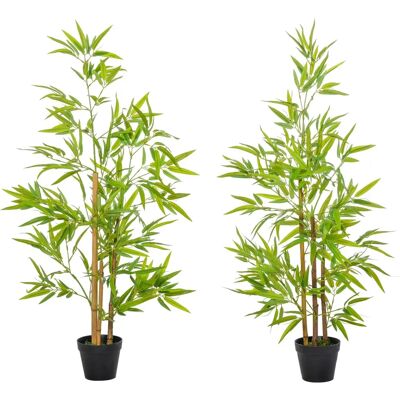 Outsunny Plantes de Bambou Artificielles - 120cm, Ensemble de 2, Troncs Réalistes - Publicité Outsunny Plantes de Bambou Artificielles - 120cm, Ensemble de 2, Troncs Réalistes - Publicité