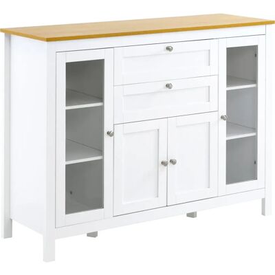 HOMCOM Buffet Style Classique Chic - 2 Portes, Étagères Réglables - Blanc Aspect Bois - Publicité HOMCOM Buffet Style Classique Chic - 2 Portes, Étagères Réglables - Blanc Aspect Bois - Publicité