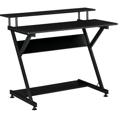 Escritorio compacto negro HOMCOM con estanterías - Escritorio Escritorio compacto negro HOMCOM con estanterías - Escritorio