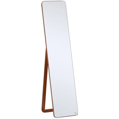 HOMCOM Miroir Rectangulaire Sur Pied et Mural - MDF, Aspect Noyer Clair, 156x37 cm - Publicité HOMCOM Miroir Rectangulaire Sur Pied et Mural - MDF, Aspect Noyer Clair, 156x37 cm - Publicité