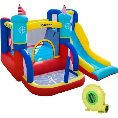 Château gonflable Outsunny avec toboggan et mur d'escalade - Enfants 3-8 ans - 90kg Max - Publicité Château gonflable Outsunny avec toboggan et mur d'escalade - Enfants 3-8 ans - 90kg Max - Publicité