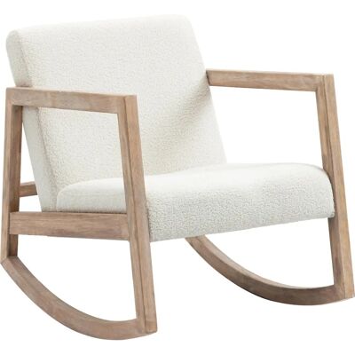 Fauteuil à Bascule HOMCOM Bois de Hêtre Crème - Style Vintage - Publicité Fauteuil à Bascule HOMCOM Bois de Hêtre Crème - Style Vintage - Publicité