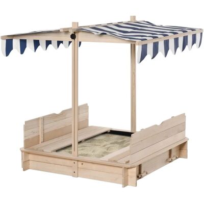 Bac à sable carré en bois Outsunny avec toit réglable - Enfants 3-7 ans - Publicité Bac à sable carré en bois Outsunny avec toit réglable - Enfants 3-7 ans - Publicité