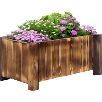 Jardinière rectangulaire en bois Outsunny - Décoration rustique de jardin - Publicité Jardinière rectangulaire en bois Outsunny - Décoration rustique de jardin - Publicité