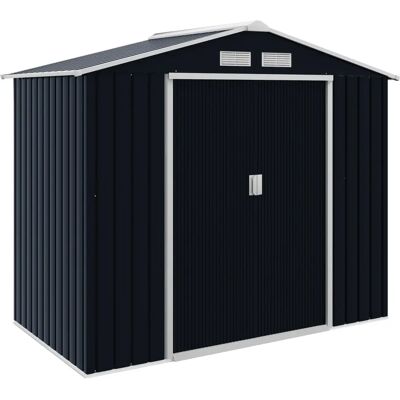 Abri de jardin Outsunny en acier gris 213x130x185cm - Rangement outils - Publicité Abri de jardin Outsunny en acier gris 213x130x185cm - Rangement outils - Publicité