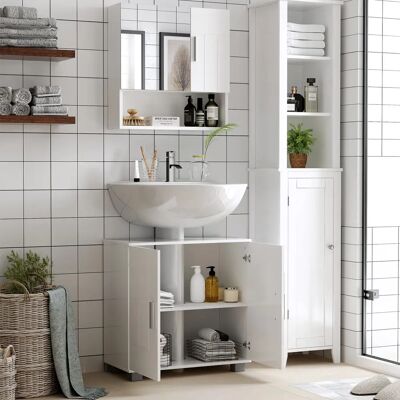 kleankin Armoire murale avec miroir - 54L x 15,2l x 55,3H cm - blanc - Publicité kleankin Armoire murale avec miroir - 54L x 15,2l x 55,3H cm - blanc - Publicité
