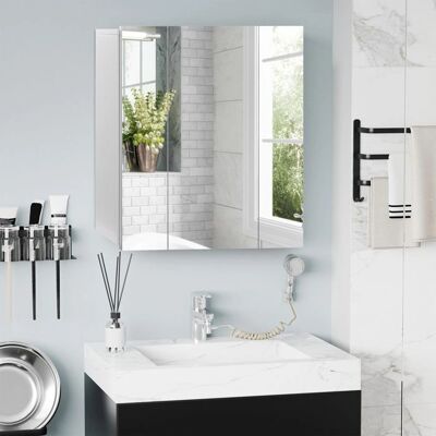 Armoire de salle de bain murale Kleankin avec miroir - 3 portes, étagères réglables - Publicité Armoire de salle de bain murale Kleankin avec miroir - 3 portes, étagères réglables - Publicité