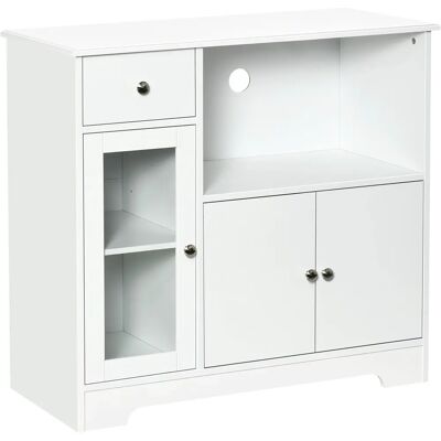 HOMCOM Meuble Micro-ondes blanc - 90x40x82 cm - Rangement multifonction - Publicité HOMCOM Meuble Micro-ondes blanc - 90x40x82 cm - Rangement multifonction - Publicité