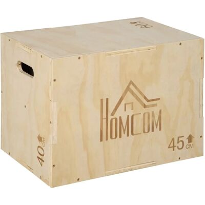 HOMCOM Boîte Plyométrique en Bois - 3 Hauteurs pour Crossfit & Fitness - Publicité HOMCOM Boîte Plyométrique en Bois - 3 Hauteurs pour Crossfit & Fitness - Publicité
