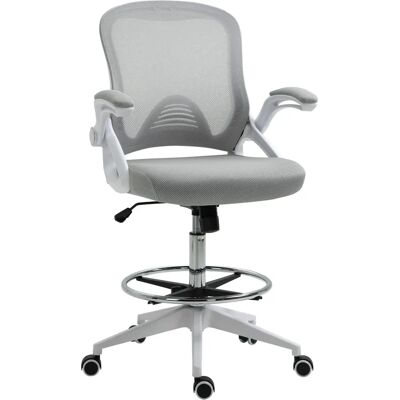 Sedia da ufficio Vinsetto regolabile e girevole 360° - Grigio e bianco Sedia da ufficio Vinsetto regolabile e girevole 360° - Grigio e bianco