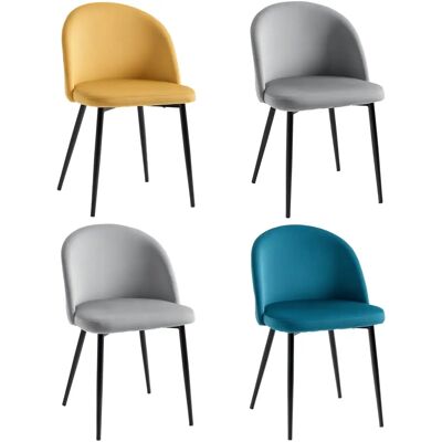 Ensemble de 4 chaises de salle à manger en velours scandinave - Multicolore - Publicité Ensemble de 4 chaises de salle à manger en velours scandinave - Multicolore - Publicité