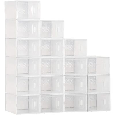 Cubes de rangement à chaussures HOMCOM - Organisateur en plastique empilable - 18 compartiments - Publicité Cubes de rangement à chaussures HOMCOM - Organisateur en plastique empilable - 18 compartiments - Publicité