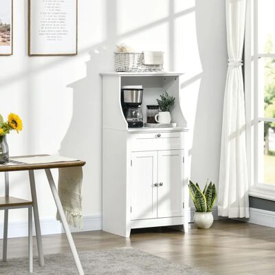 HOMCOM Armoire micro-ondes - Blanc - 60x40x122.5cm - Publicité HOMCOM Armoire micro-ondes - Blanc - 60x40x122.5cm - Publicité