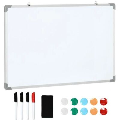 Tableau Blanc Magnétique Murale HOMCOM 90x60cm avec Marqueurs - Publicité Tableau Blanc Magnétique Murale HOMCOM 90x60cm avec Marqueurs - Publicité