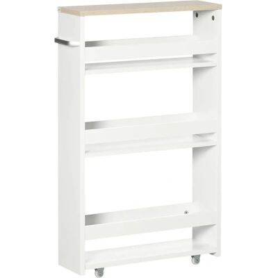 Kleankin 3-Ebenen Ablagewagen Weiß Kompakt Badezimmer Küche Organizer Kleankin 3-Ebenen Ablagewagen Weiß Kompakt Badezimmer Küche Organizer