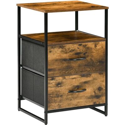Table de Nuit HOMCOM avec 2 Tiroirs en Tissu - Style Industriel - 45x40x70.5cm - Publicité Table de Nuit HOMCOM avec 2 Tiroirs en Tissu - Style Industriel - 45x40x70.5cm - Publicité