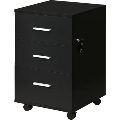 Vinsetto Schwarzer Schreibtischschrank - 3 Schubladen Büroaufbewahrung Vinsetto Schwarzer Schreibtischschrank - 3 Schubladen Büroaufbewahrung