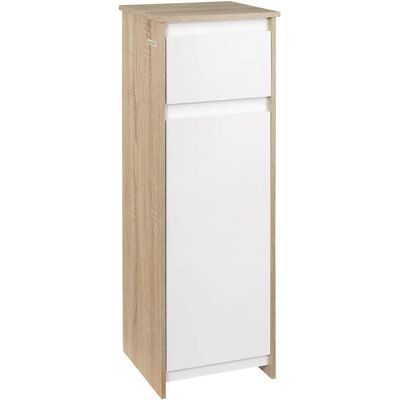 Armoire de salle de bain Kleankin - MDF Blanc/Marron - Design moderne - Publicité Armoire de salle de bain Kleankin - MDF Blanc/Marron - Design moderne - Publicité
