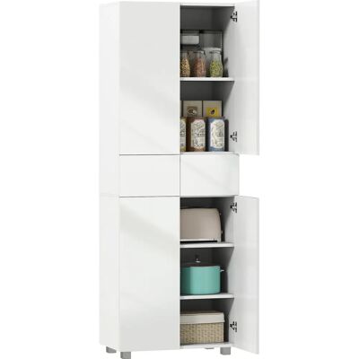 HOMCOM Armoire de cuisine blanche moderne avec 4 portes - Publicité HOMCOM Armoire de cuisine blanche moderne avec 4 portes - Publicité