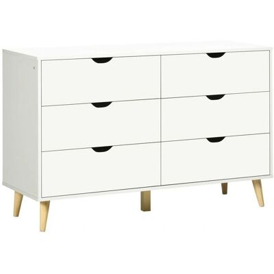 HOMCOM Commodes 6 tiroirs - Design scandinave - Blanc - Publicité HOMCOM Commodes 6 tiroirs - Design scandinave - Blanc - Publicité