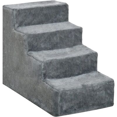 PawHut - 4-Step Dog Stair - Gris clair - Escaliers pour animaux - Publicité PawHut - 4-Step Dog Stair - Gris clair - Escaliers pour animaux - Publicité