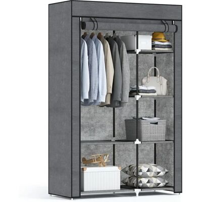 Armoire en tissu portable HOMCOM - 6 étagères & espace de suspension - Housse anti-poussière - Noir - Publicité Armoire en tissu portable HOMCOM - 6 étagères & espace de suspension - Housse anti-poussière - Noir - Publicité