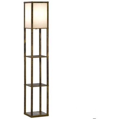 Lampadaire avec étagères HOMCOM - MDF Blanc et Marron - Publicité Lampadaire avec étagères HOMCOM - MDF Blanc et Marron - Publicité