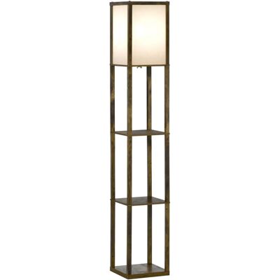 Lampadaire avec étagères HOMCOM - MDF Blanc et Marron - Publicité Lampadaire avec étagères HOMCOM - MDF Blanc et Marron - Publicité