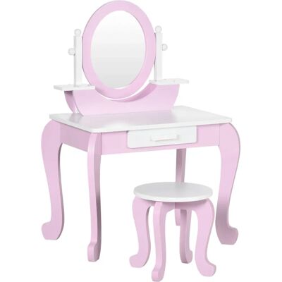 ZONEKIZ Coiffeuse Enfant Rose et Blanc - Design Adapté - Publicité ZONEKIZ Coiffeuse Enfant Rose et Blanc - Design Adapté - Publicité