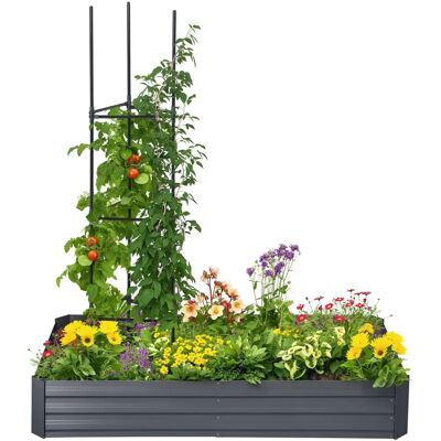 Altoparco rettangolare in acciaio Outsunny con supporti - Letto di coltivazione elevato Altoparco rettangolare in acciaio Outsunny con supporti - Letto di coltivazione elevato