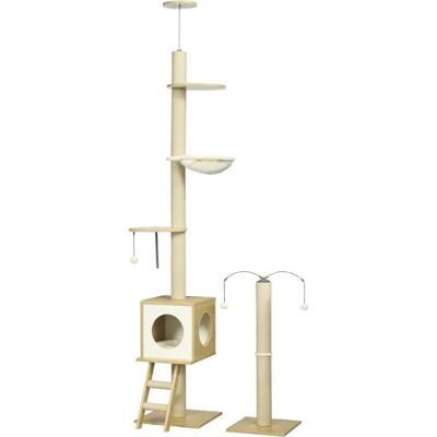Arbre à Chat Ajustable PawHut - Beige, 225-285 cm - Publicité Arbre à Chat Ajustable PawHut - Beige, 225-285 cm - Publicité