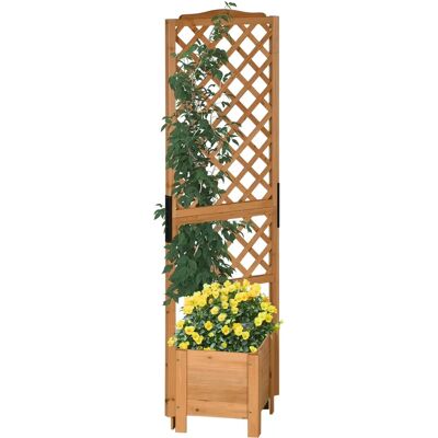Outsunny Jardinère carrée avec treillis - 54,5L x 52l x 180H cm - Publicité Outsunny Jardinère carrée avec treillis - 54,5L x 52l x 180H cm - Publicité