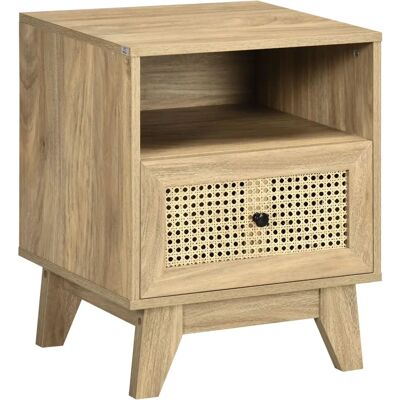 HOMCOM Table de chevet Vintage Rattan Facade Rangement Compacte - Publicité HOMCOM Table de chevet Vintage Rattan Facade Rangement Compacte - Publicité