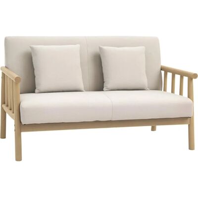 Canapé 2 places beige HOMCOM avec cadre en bois et coussins - Relaxant & Élégant - Publicité Canapé 2 places beige HOMCOM avec cadre en bois et coussins - Relaxant & Élégant - Publicité