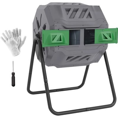 Composter Outsunny - 160 L, Rotazione 360°, Doppia Camera Composter Outsunny - 160 L, Rotazione 360°, Doppia Camera