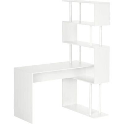 Bureau d'angle HOMCOM blanc avec étagères zig zag - Bureau - Publicité Bureau d'angle HOMCOM blanc avec étagères zig zag - Bureau - Publicité