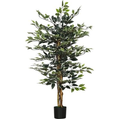 HOMCOM Ficus artificiel 1,3 m - Plante réaliste intérieur/extérieur - Publicité HOMCOM Ficus artificiel 1,3 m - Plante réaliste intérieur/extérieur - Publicité