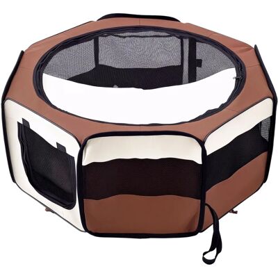 PawHut Enclos octogonal pour animaux avec couverture en filet - Beige & Marron - Enclos pour chiens, chats & petits animaux PawHut Enclos octogonal pour animaux avec couverture en filet - Beige & Marron - Enclos pour chiens, chats & petits animaux