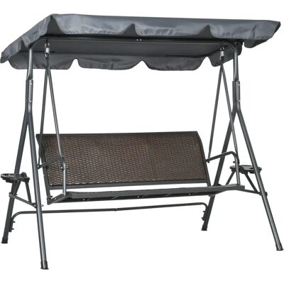 Outsunny Gartenliege 3-Sitzer mit verstellbarem Dach - Gartenmöbel Outsunny Gartenliege 3-Sitzer mit verstellbarem Dach - Gartenmöbel